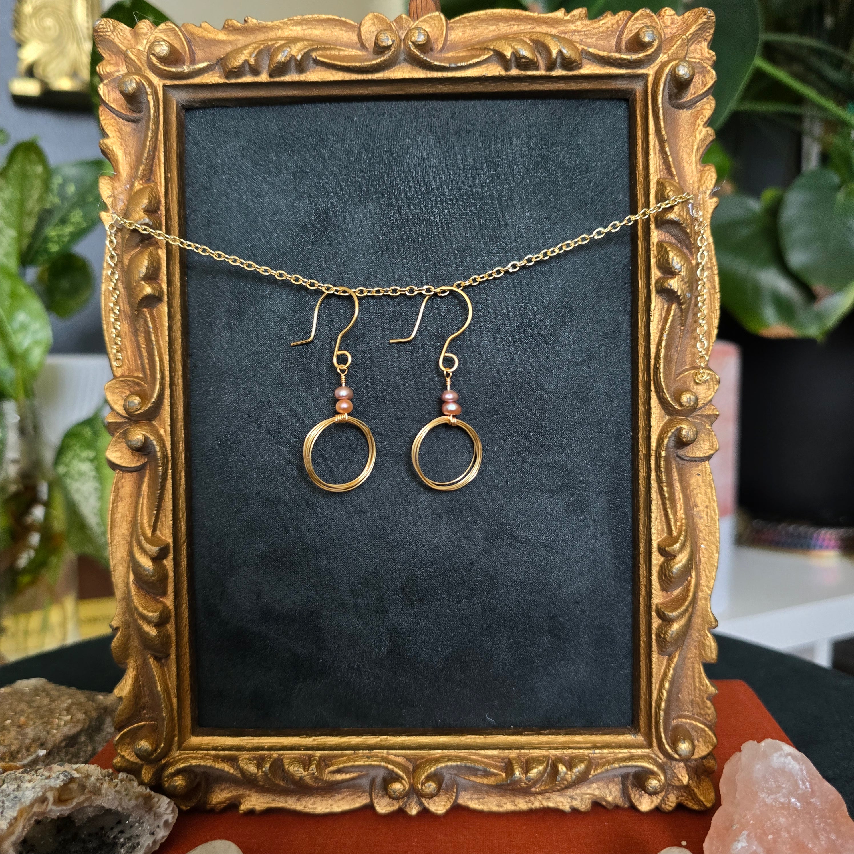 Pink Pearl Circuit Earrings