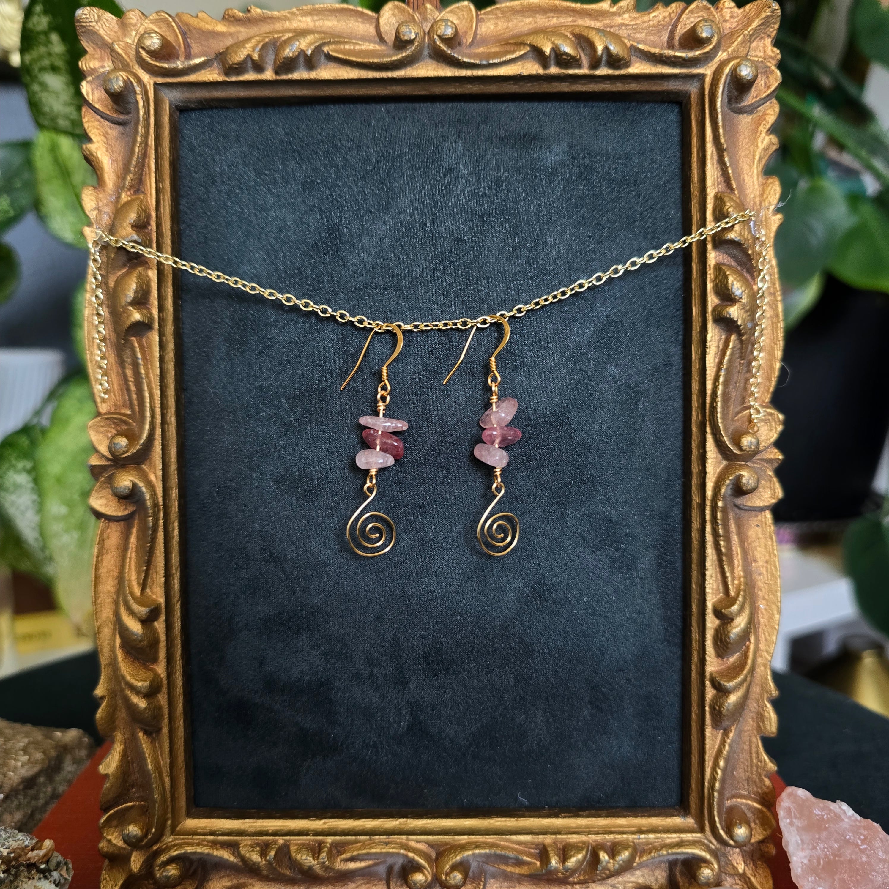 Pink Quartz Swirl Earrings