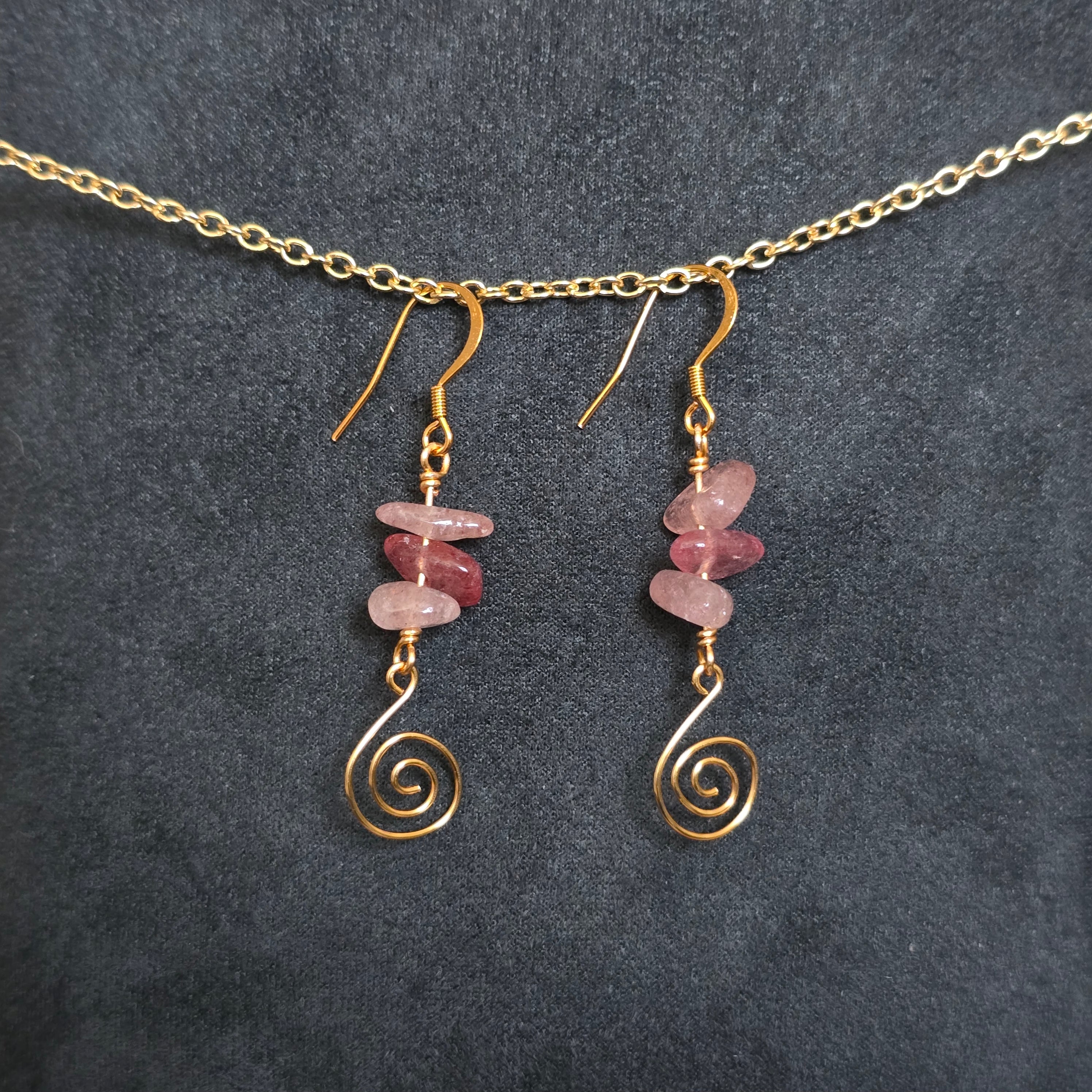 Pink Quartz Swirl Earrings