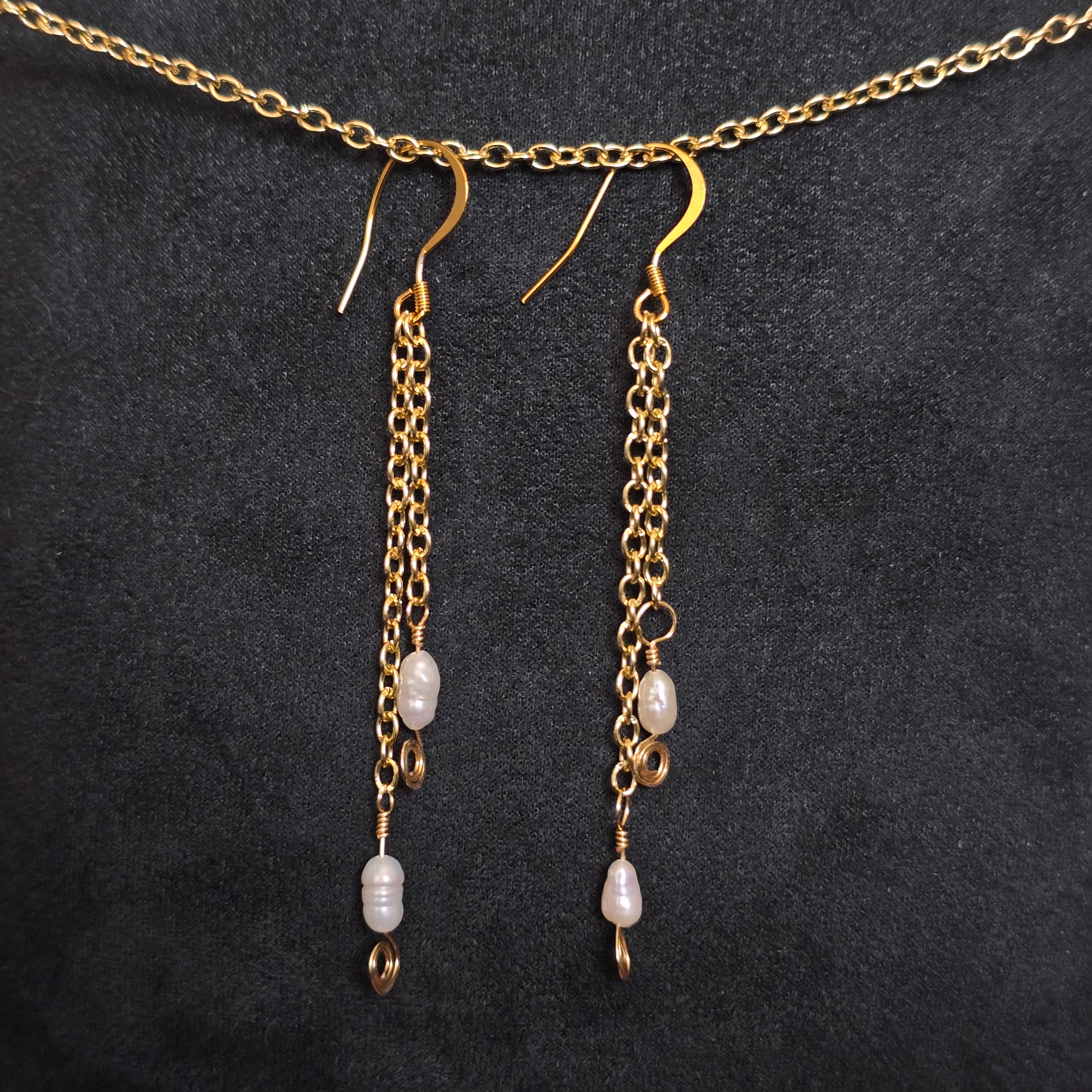 Pearl Chain Dangle Earrings