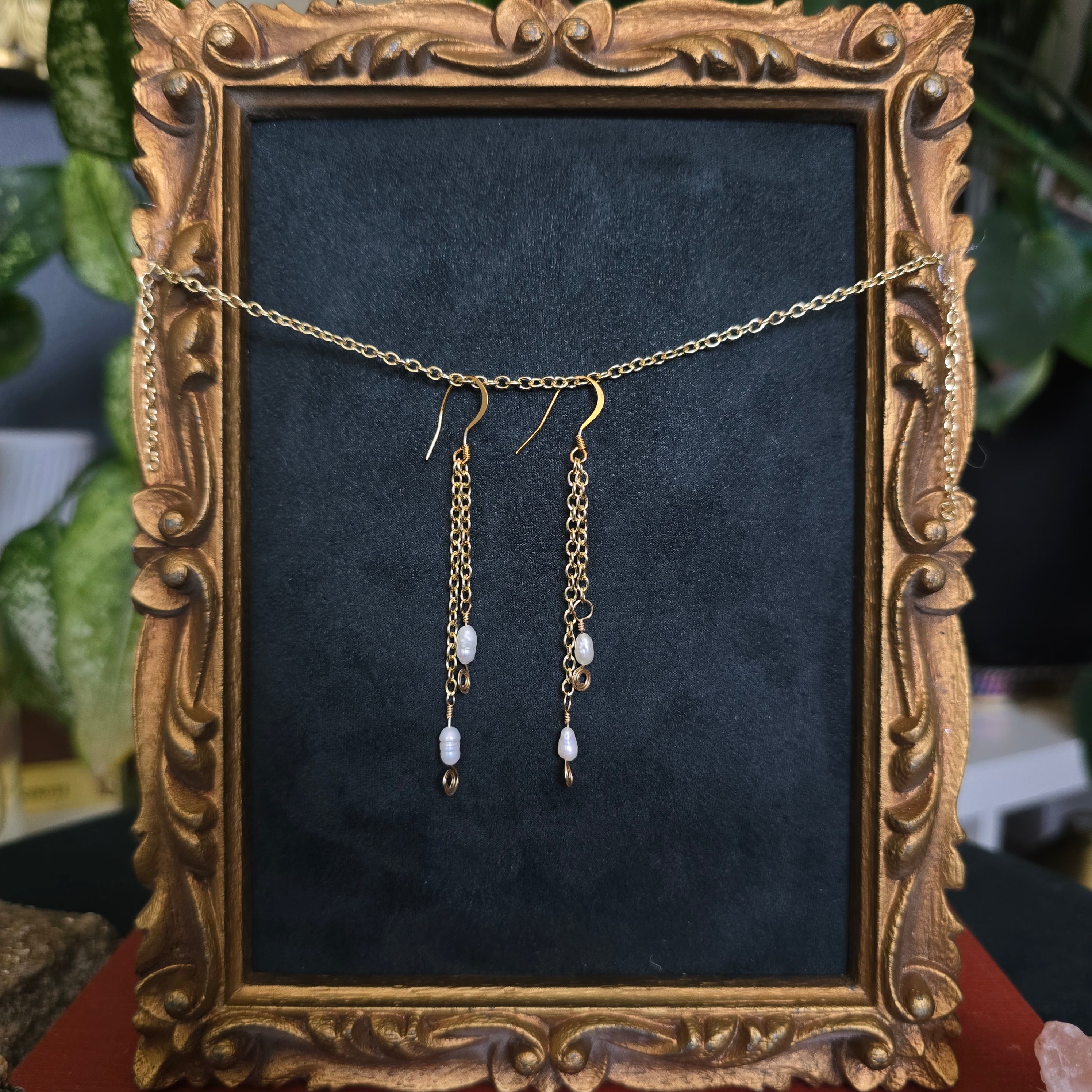 Pearl Chain Dangle Earrings